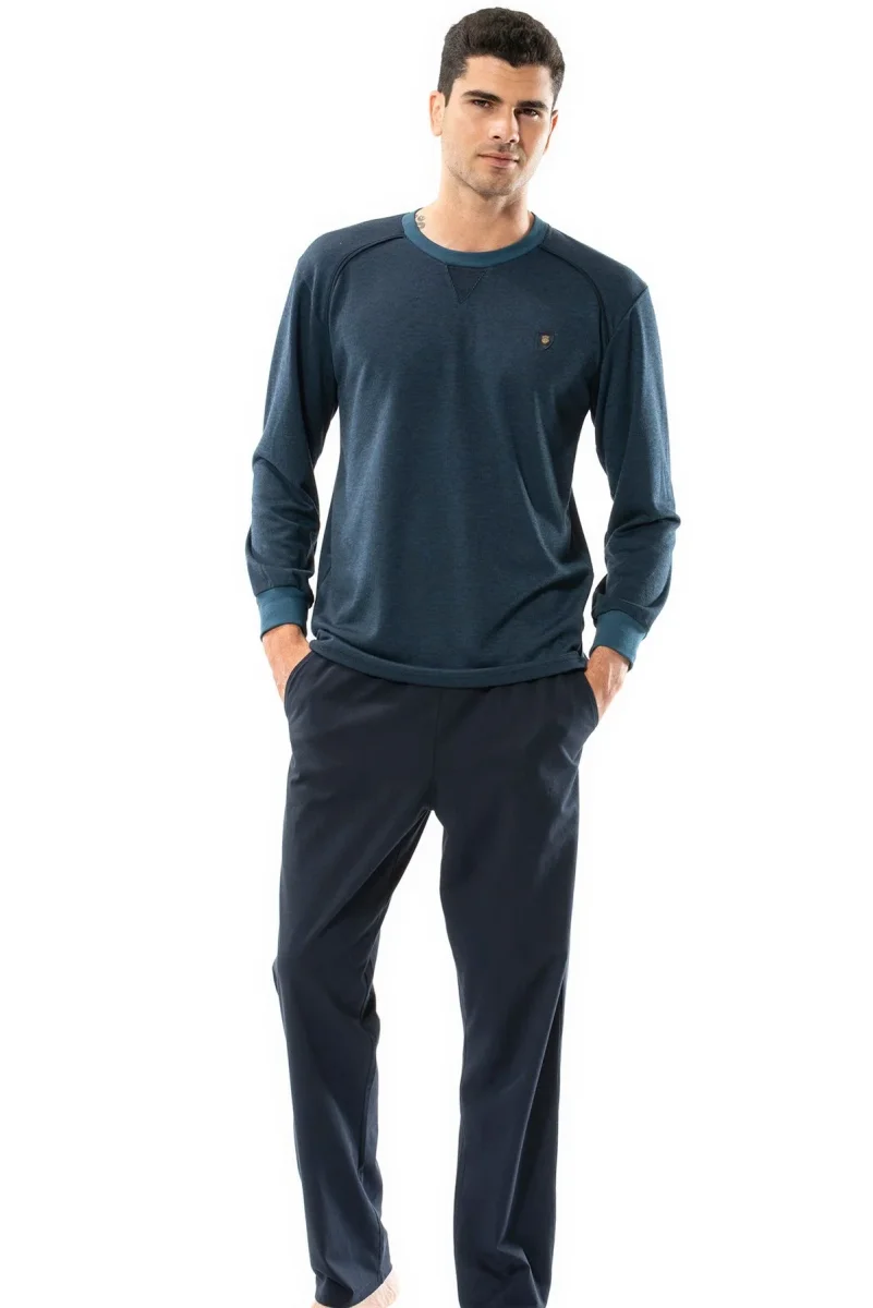 İndigo Uzun Kollu Erkek Pijama Takımı